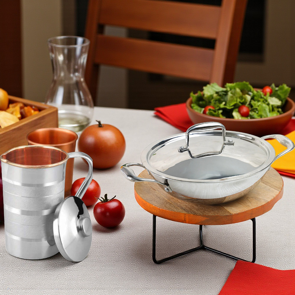 Elegant Stainless Steel Kadai with Lid – Perfect for Every Meal