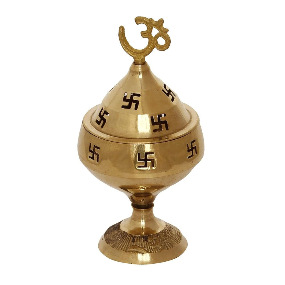 Om & Swastik Brass Diya for Pooja | Akhand Deepak for Diwali, Navratri & Temple | Decorative Brass Oil Lamp for Mandir, Home Decor & Festive Lighting | Traditional Indian Puja Diya