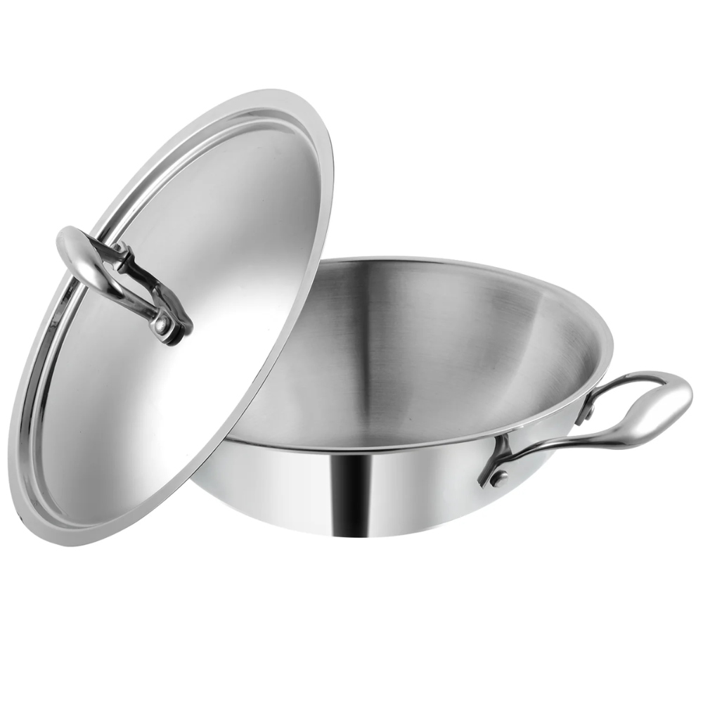 Elegant Stainless Steel Kadai with Lid – Perfect for Every Meal