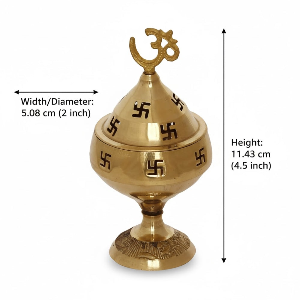 Om & Swastik Brass Diya for Pooja | Akhand Deepak for Diwali, Navratri & Temple | Decorative Brass Oil Lamp for Mandir, Home Decor & Festive Lighting | Traditional Indian Puja Diya