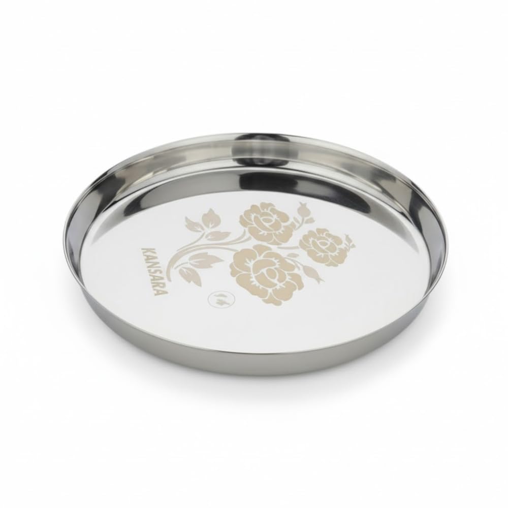 Laser Engraved Stainless Steel Thali Set of 6