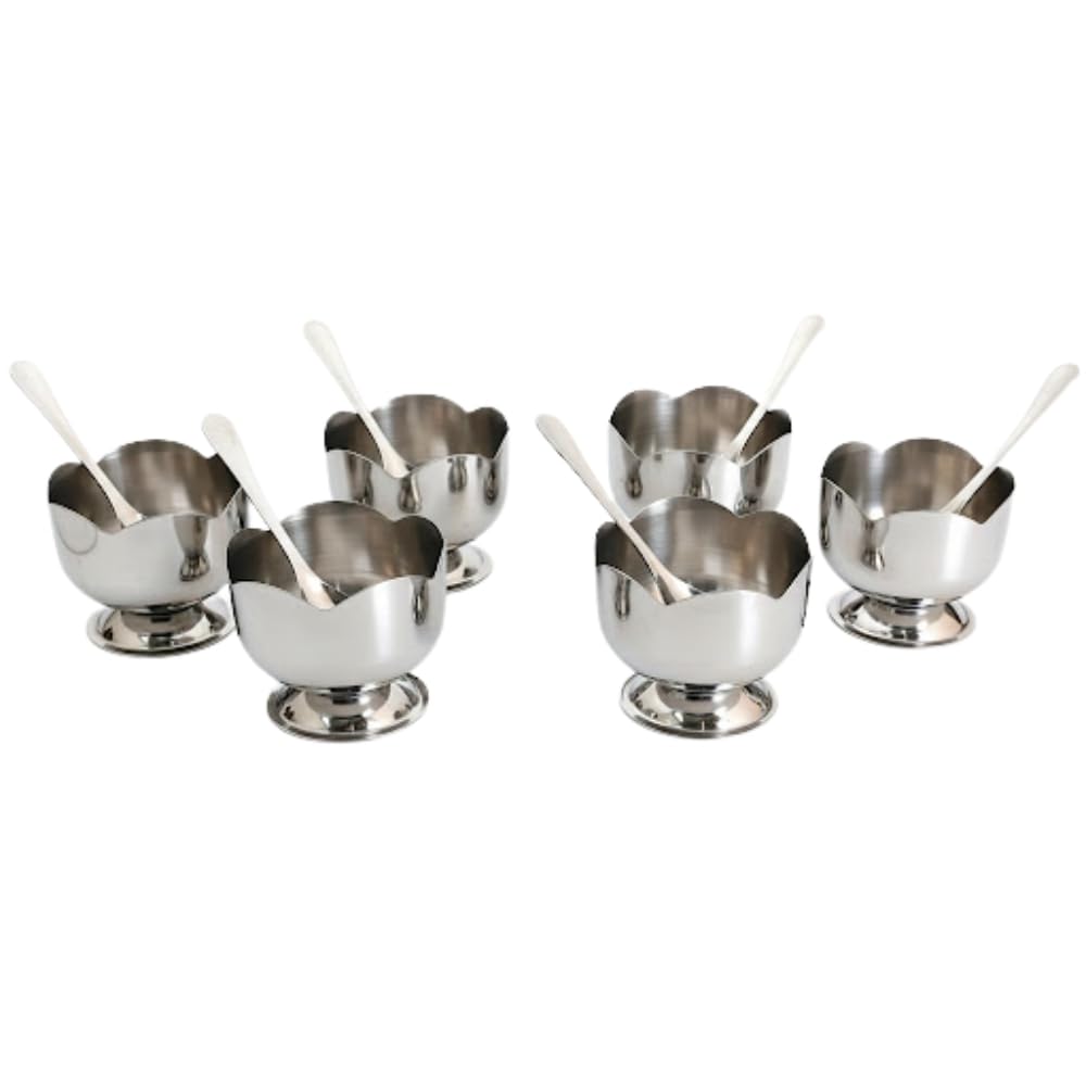 Patila Stainless Steel Ice Cream Bowl Set with Spoons – Premium Dessert & Serving Cups