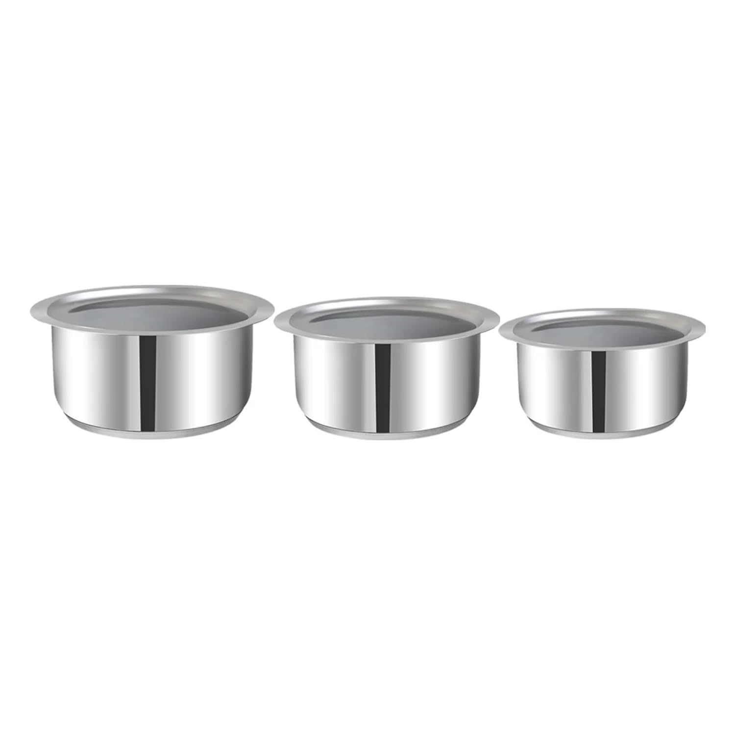 Patila Stainless Steel Tope Set with Lids – 3 Pc Heavy Bottom Cookware | Induction & Gas Compatible