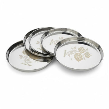 Laser Engraved Stainless Steel Thali Set of 6