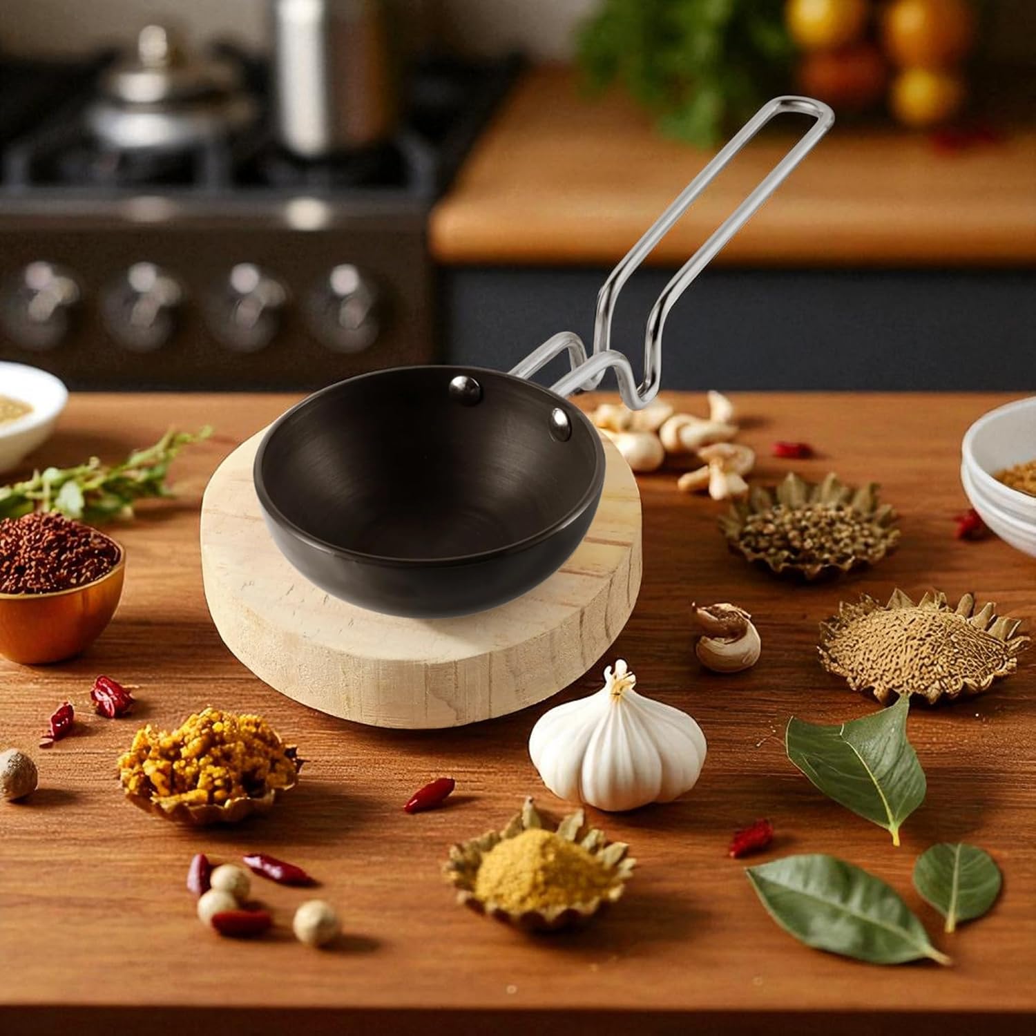 Patila Tadka Pan – Stainless Steel & Non-stick | Induction Base Tempering Pan for Indian Cooking