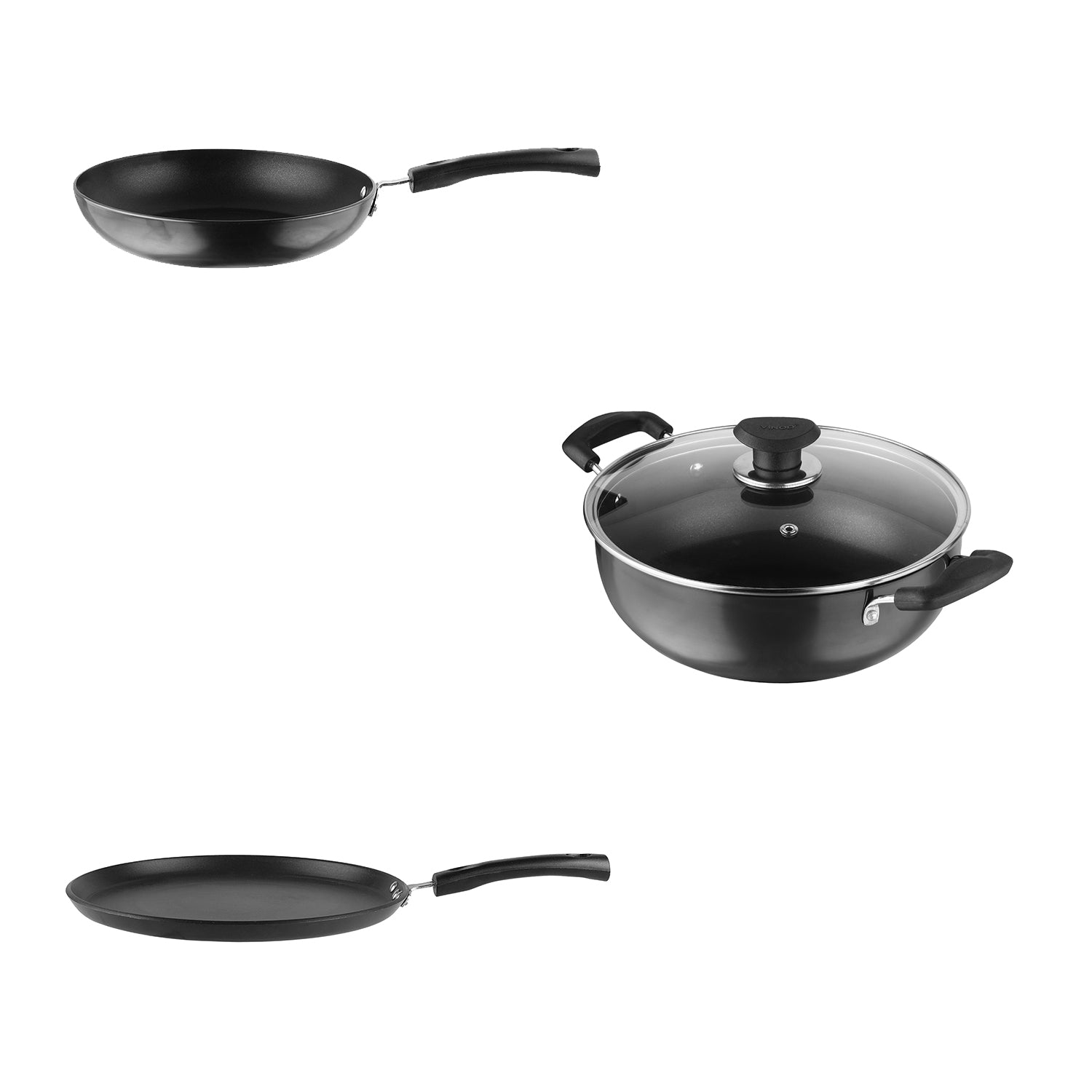 Non Stick Cookware Combo Set – 3 Piece, Induction Friendly, Durable & Easy to Clean