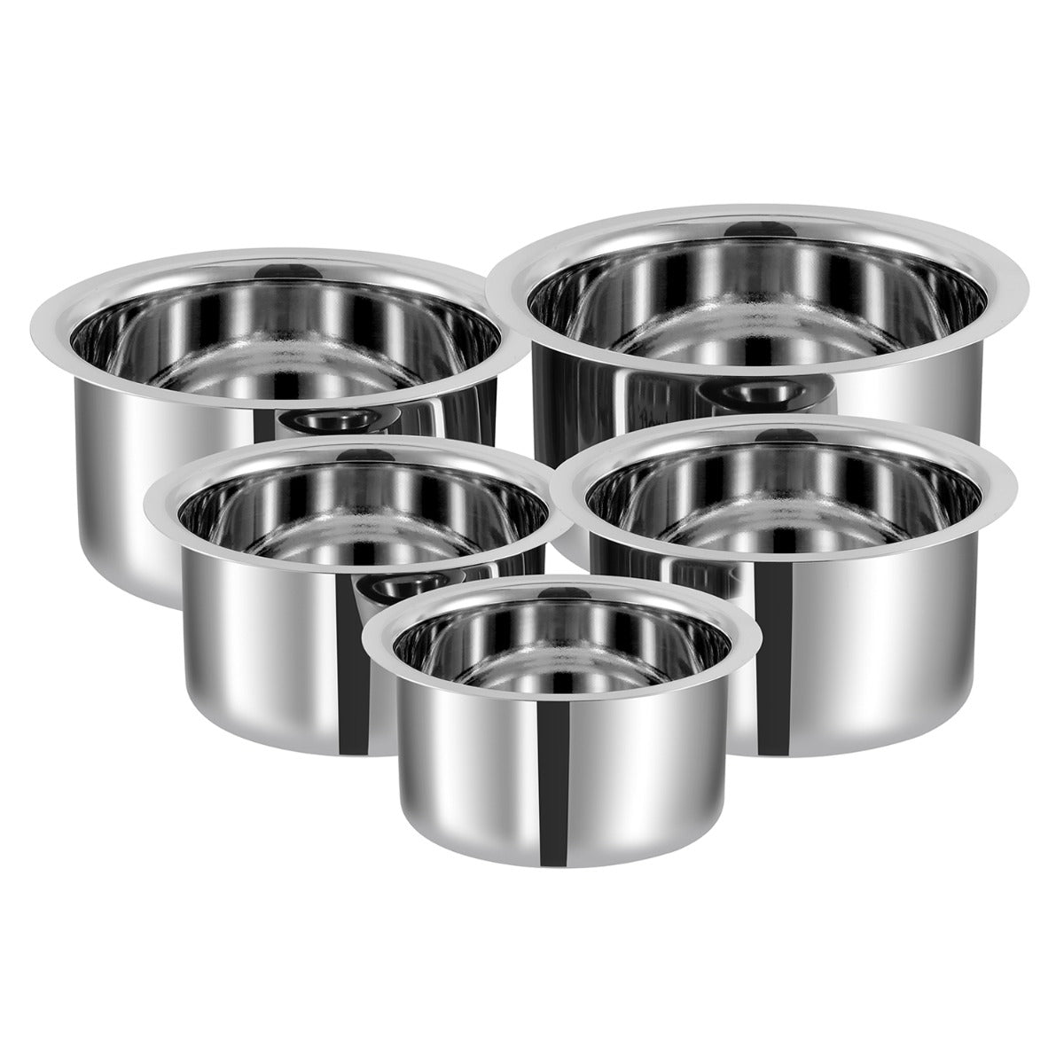 Stainless Steel Top Set – 5 Piece, Heavy Duty & Rust Resistant, Multipurpose Cooking Pots