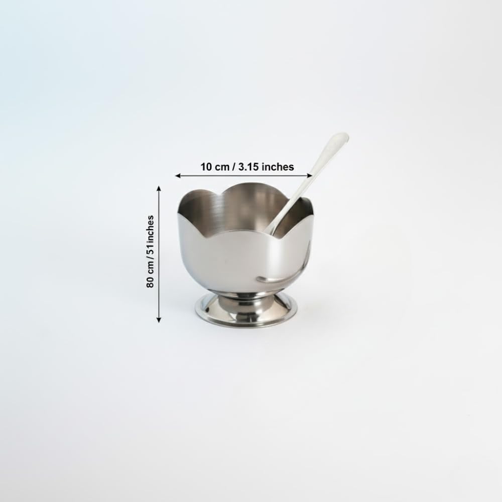 Patila Stainless Steel Ice Cream Bowl Set with Spoons – Premium Dessert & Serving Cups