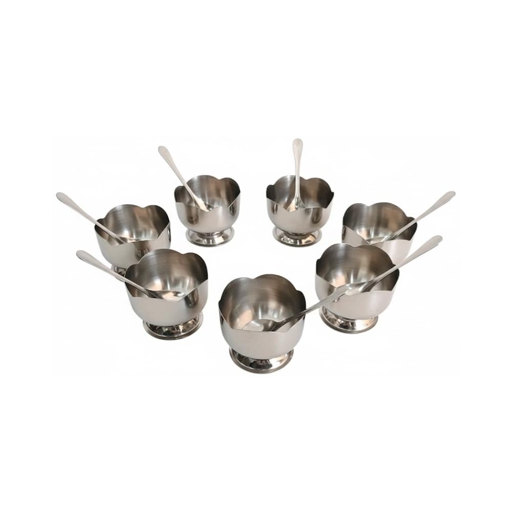Patila Stainless Steel Ice Cream Bowl Set with Spoons – Premium Dessert & Serving Cups