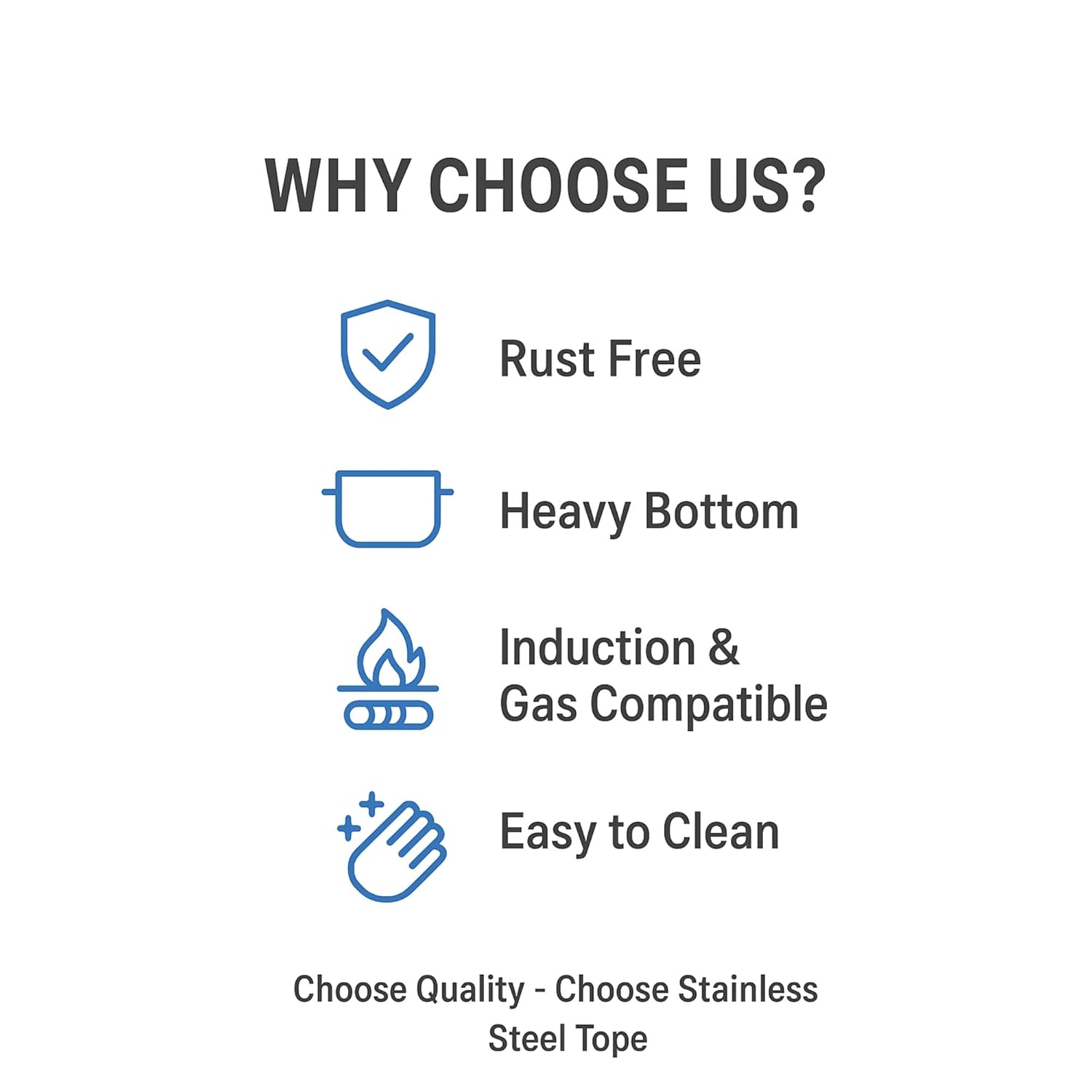 Patila Stainless Steel Tope Set with Lids – 3 Pc Heavy Bottom Cookware | Induction & Gas Compatible