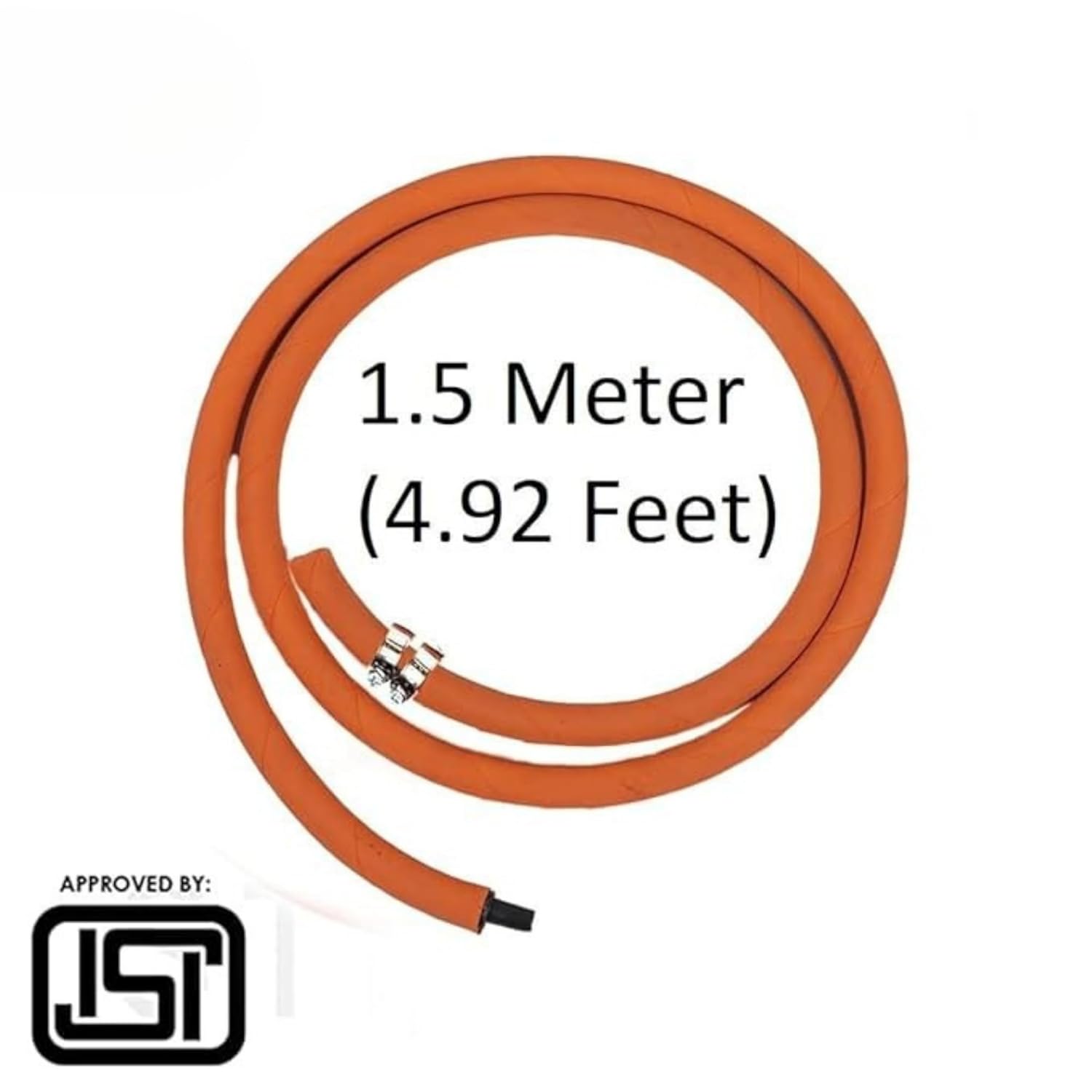 ISI Certified LPG Gas Hose Pipe – 1.5 Meter Heavy Duty Rubber with Steel Wire Reinforcement