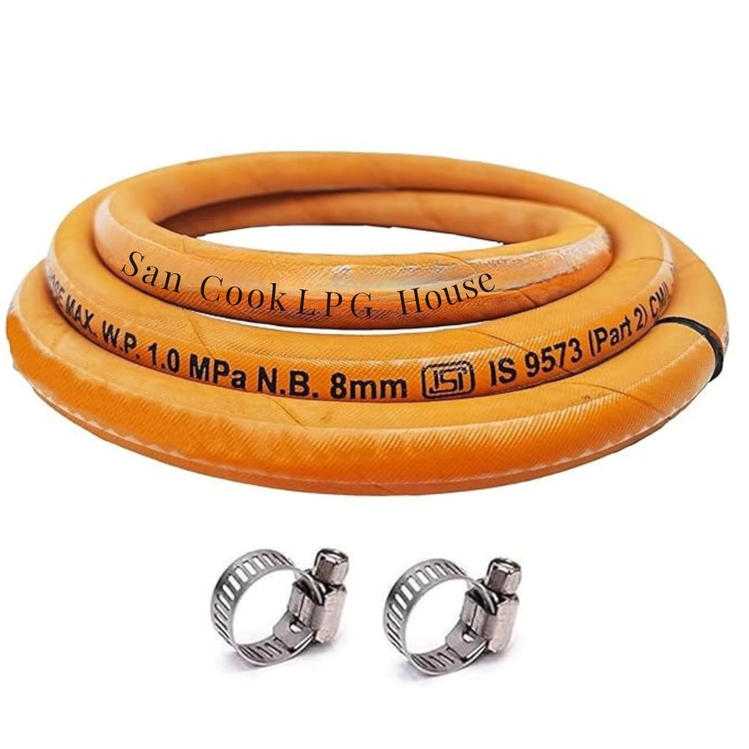 ISI Certified LPG Gas Hose Pipe – 1.5 Meter Heavy Duty Rubber with Steel Wire Reinforcement