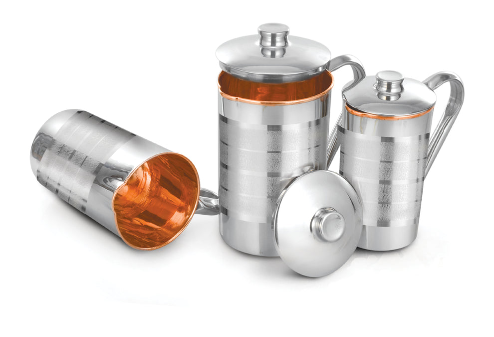 Stainless Steel Water Jug with Pure Copper Interior | 1.5 Litre Durable & Elegant Drinkware