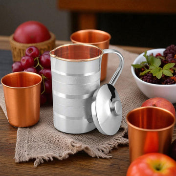 Stainless Steel Water Jug with Pure Copper Interior | 1.5 Litre Durable & Elegant Drinkware