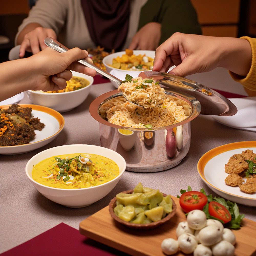 Serve Fresh & Hot – Premium Stainless Steel Handi for Rice & Curry